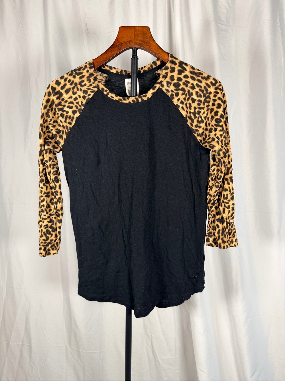 Victoria’s Secret PINK Leopard Sleeve Baseball Tee